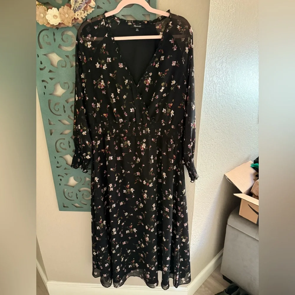 Madewell Black Dress with Floral Accents - Picture 1 of 3